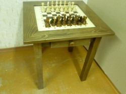 Стол шахматный ГРОССМЕЙСТЕРСКИЙ МОДЕРН с фигурами и выдвижными ящиками