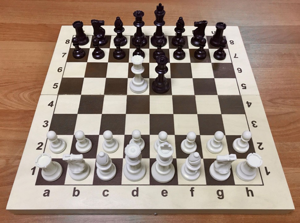 Шахматы пластиковые N7 с утяжелителем с деревянной складной доской 43 см