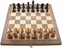 Фигуры шахматные деревянные БАТАЛИЯ № 5 cо складной доской 37 см