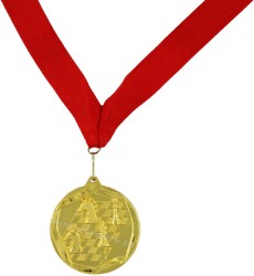 Шахматная медаль круглая золотая с лентой