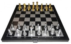 Шахматы магнитные пластиковые "золото-серебро" 25 см. (арт.3810-А) 