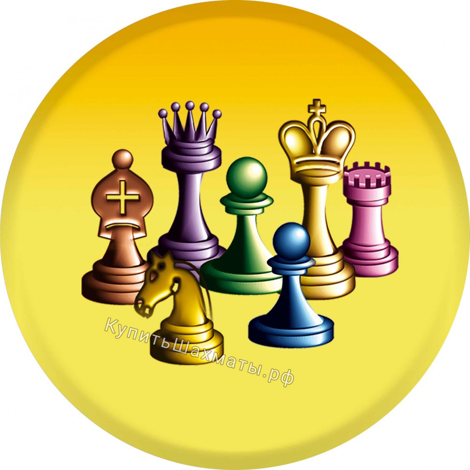 Магнит круглый "Цветные шахматы"