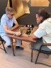 Стол шахматный ГРОССМЕЙСТЕРСКИЙ ТЕМНЫЙ 72x72 см с фигурами и выдвижным ящиком