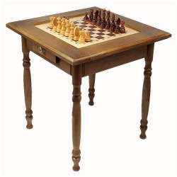 Стол шахматный ГРОССМЕЙСТЕРСКИЙ ТЕМНЫЙ 80x60 см с фигурами и выдвижными ящиками